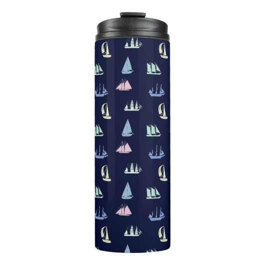 Bouteilles Isothermes Pastel Sailboat Motif sur Midnight Blue (Devant)