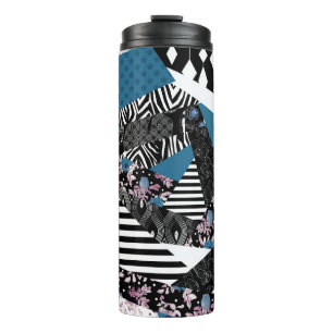 Bouteilles Isothermes patchwork bleu, populaire, patchwork, folle, rusti