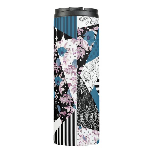 Bouteilles Isothermes patchwork bleu, populaire, patchwork, folle, rusti (Dos)