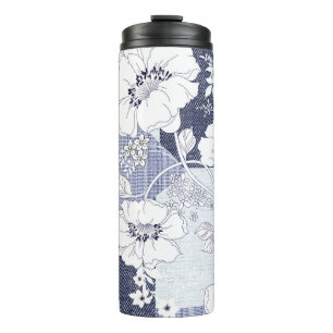 Bouteilles Isothermes Patchwork de fleur de denim, motif sans soudure.