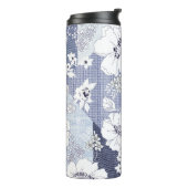 Bouteilles Isothermes Patchwork de fleur de denim, motif sans soudure. (Tourné sur la gauche)
