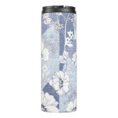 Bouteilles Isothermes Patchwork de fleur de denim, motif sans soudure. (Dos)