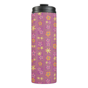 Bouteilles Isothermes Patchwork Floral Rétro au Motif Framboise