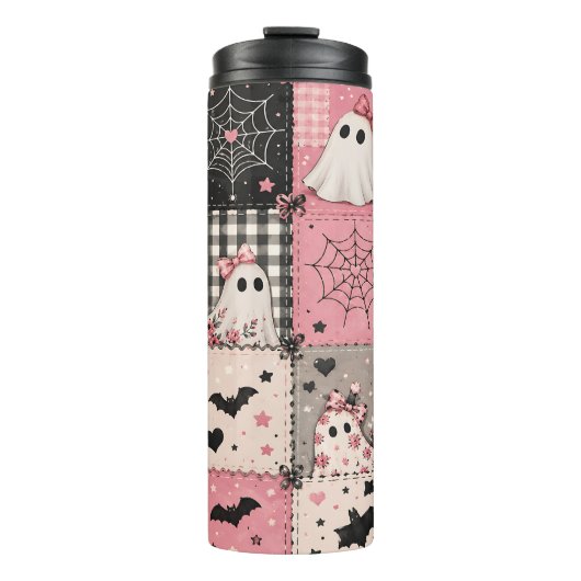 Bouteilles Isothermes Patchwork Halloween rose (Devant)