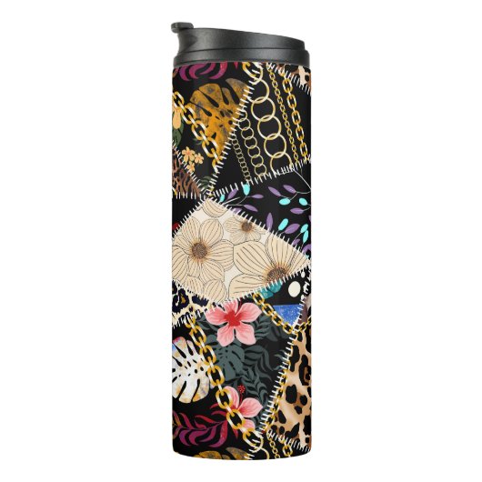 Bouteilles Isothermes Patchwork Leopard : Ethnic Lining Design. (Tourné sur la droite)