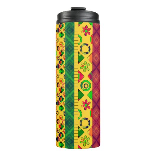 Bouteilles Isothermes Patchwork lignes ornementales paces textile boho v (Devant)