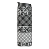 Bouteilles Isothermes Patchwork rayé noir et blanc avec dentelle (Tourné sur la droite)