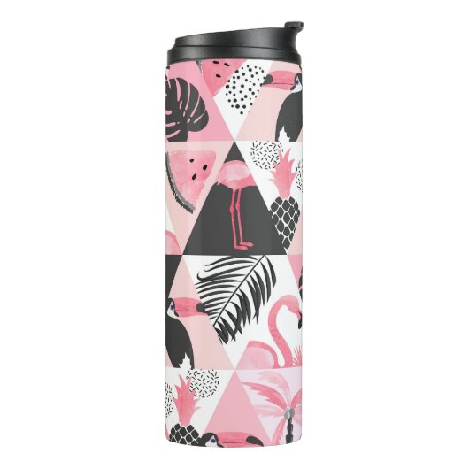 Bouteilles Isothermes Patchwork Tropical : Flamant rose Watermelon Seaml (Tourné sur la gauche)