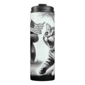 Bouteilles Isothermes Patriot de Bigfoot : Sasquatch, Chat, Drapeau (Devant)