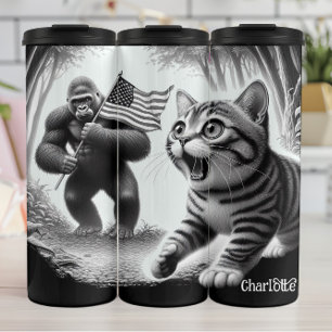 Bouteilles Isothermes Patriot de Bigfoot : Sasquatch, Chat, Drapeau