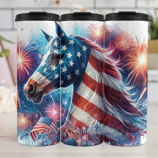 Bouteilles Isothermes Patriotic Horse Fireworks Celebration Art