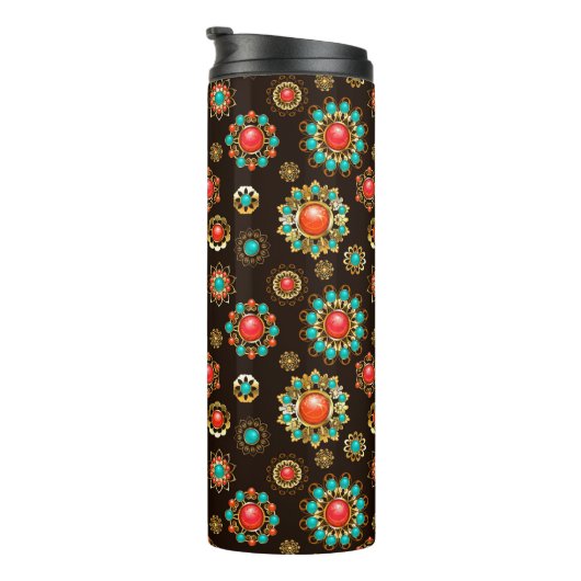 Bouteilles Isothermes Pattern de Ethnic Brooches Seamless (Tourné sur la droite)