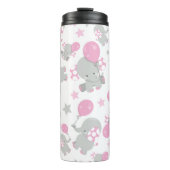 Bouteilles Isothermes Pattern of Elephants, Cute Elephants - Pink Gray (Devant)