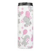 Bouteilles Isothermes Pattern of Elephants, Cute Elephants - Pink Gray (Dos)