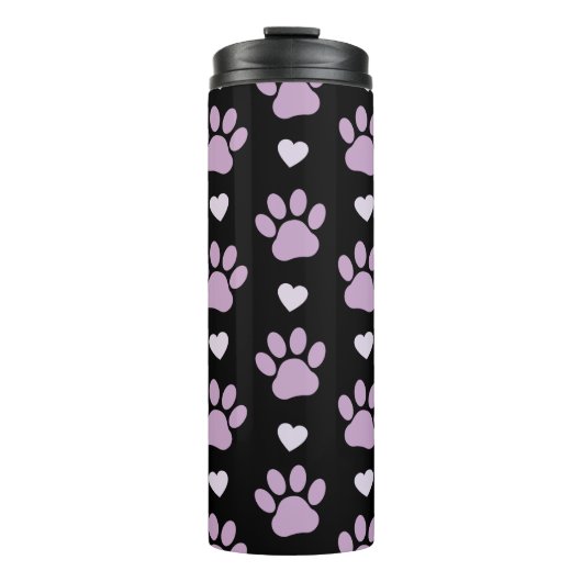 Bouteilles Isothermes Pattern of paws, Dog paws, Lilac paws, Hearts (Devant)