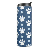 Bouteilles Isothermes Pattern of paws, Dog paws, White paws, Blue Hearts (Tourné sur la gauche)
