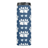 Bouteilles Isothermes Pattern of paws, Dog paws, White paws, Blue Hearts (Dos)