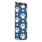 Bouteilles Isothermes Pattern of paws, Dog paws, White paws, Blue Hearts (Tourné sur la droite)