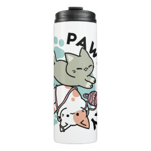 Bouteilles Isothermes Pattes et Jeux – Illustration de Chat Adorable
