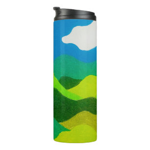 Bouteilles Isothermes Paysage Abstrait Crayon de Couleur Ciel Bleu