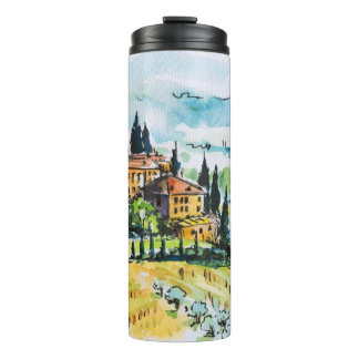 Bouteilles Isothermes Paysage avec des arbres de ville et de cyprès