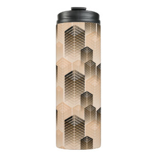 Bouteilles Isothermes paysage urbain stylisé sans couture motif à sepia