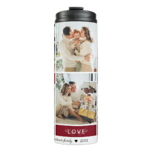 Bouteilles Isothermes Peace Joy Love Maroon Photo Collage Script Holiday