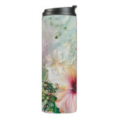 Bouteilles Isothermes Peach rose Hibiscus tropical Anniversaire floral (Tourné sur la gauche)