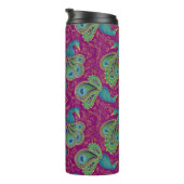Bouteilles Isothermes Peacock Paisley Royal Pink Fuchsia Monogram (Tourné sur la droite)