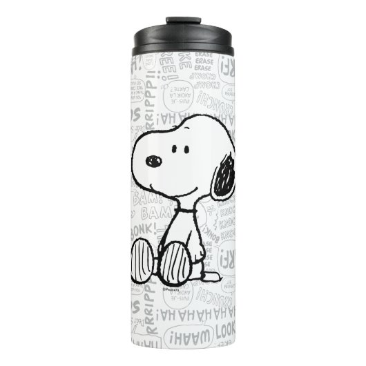 Bouteilles Isothermes PEANUTS | Snoopy on Black White Comics (Devant)