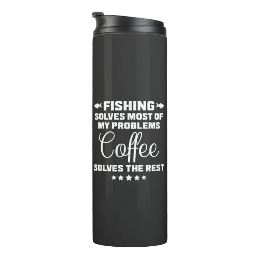 Bouteilles Isothermes Pêche & Café Résout Mes Problèmes (Tourné sur la droite)