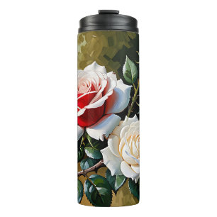 Bouteilles Isothermes Peinture à l'huile de roses roses blanches rouges