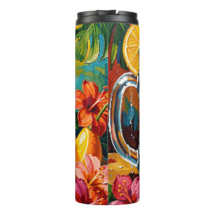 Bouteilles Isothermes Peinture à l'huile Impasto de Cocktail Tropical d'