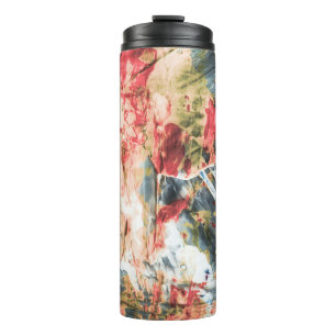 Bouteilles Isothermes Peinture abstraite rouge blanche et jaune