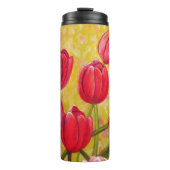 Bouteilles Isothermes Peinture avec arrangement de tulipe rose et rouge (Devant)