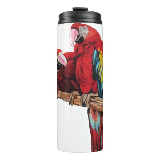 Bouteilles Isothermes Peinture couleur rouge Macaw Aquarelle (Devant)