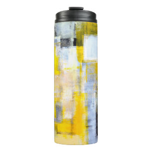 Bouteilles Isothermes Peinture d'art Abstrait gris et jaune abstrait, ar