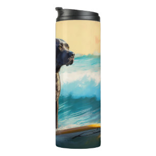 Bouteilles Isothermes Peinture de Cane Corso faisant du surf sur la plag