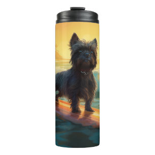 Bouteilles Isothermes Peinture de surf sur la plage de l'Affenpinscher