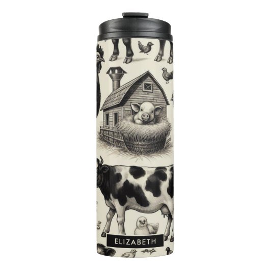 Bouteilles Isothermes Peinture vintage d'animaux de ferme (Devant)