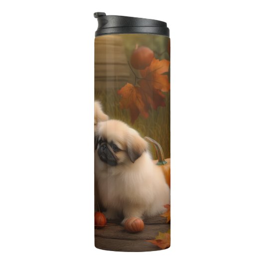 Bouteilles Isothermes Pekingese Chiot Automne Citrouille délice (Tourné sur la droite)