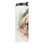 Bouteilles Isothermes Pekingese Christmas Wreath Festive Pup (Tourné sur la gauche)