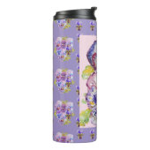 Bouteilles Isothermes Pensée violette peinte à la main florale (Tourné sur la gauche)