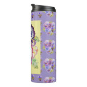 Bouteilles Isothermes Pensée violette peinte à la main florale (Tourné sur la droite)