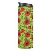 Bouteilles Isothermes Pépites, rouge et vert sur le vert citron (Tourné sur la droite)