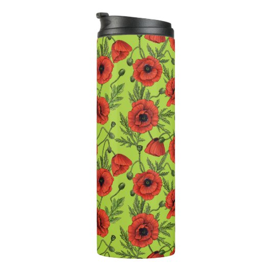 Bouteilles Isothermes Pépites, rouge et vert sur le vert citron (Tourné sur la droite)