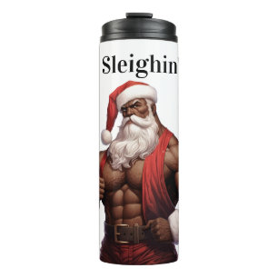 Bouteilles Isothermes Père Noël afro-américain musclé à la salle de spor