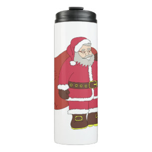 Bouteilles Isothermes Père Noël en rouge avec sac de cadeaux et lunettes