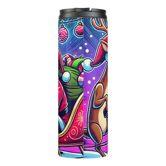 Bouteilles Isothermes Père Noël et rennes en colère (Dos)