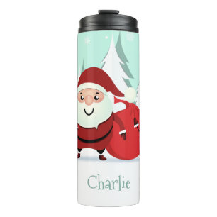 Bouteilles Isothermes Père Noël, Reindeer et Snowman nom personnalisé tu